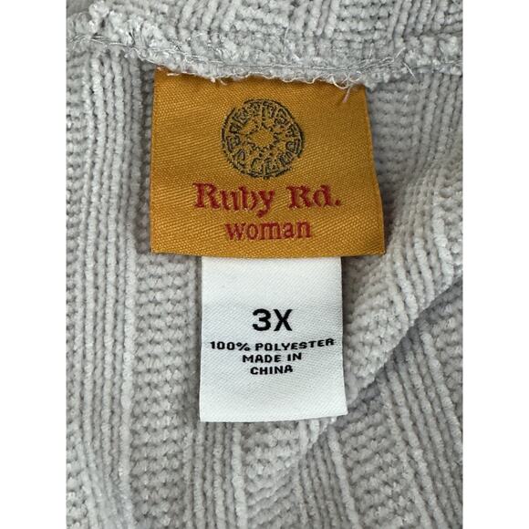 Ruby Rd. Women's Plus Sz. 3X Gray Sweater Cowl Neck Classic Lagenlook - Picture 8 of 13